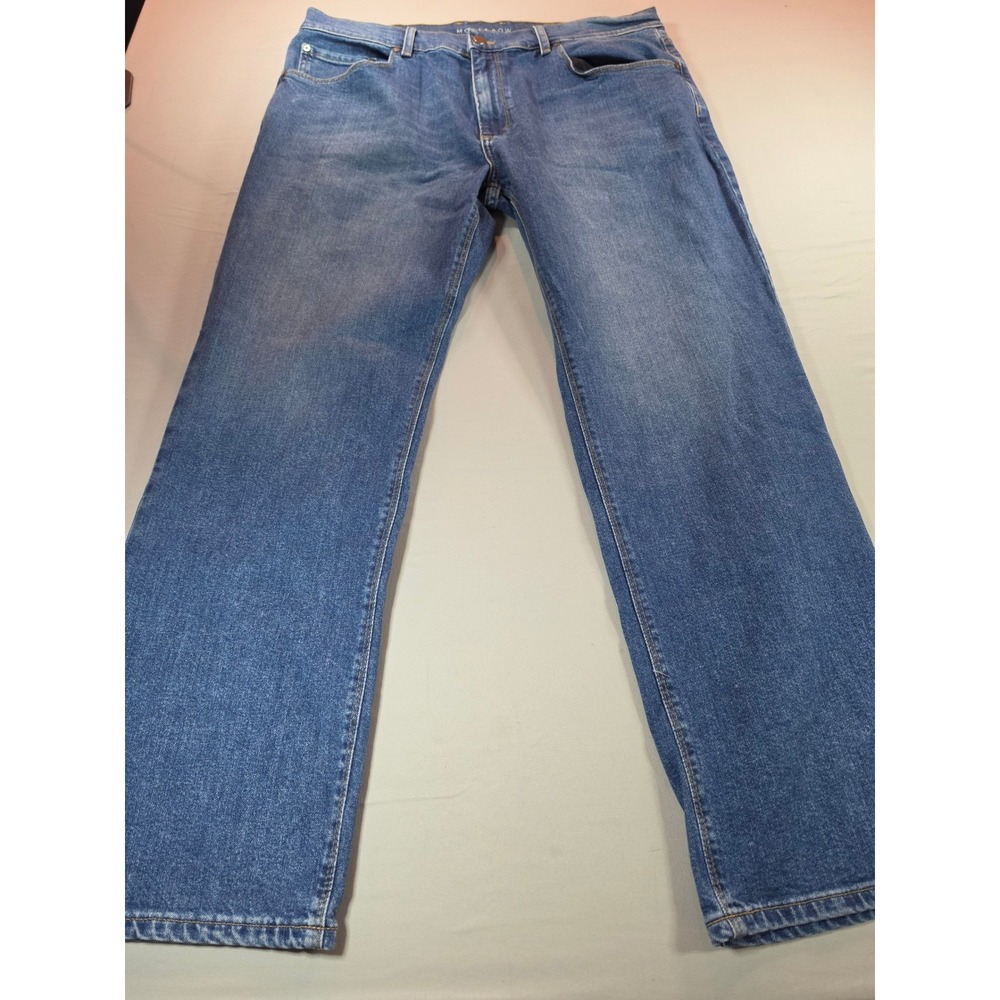Mott & Bow Mens Straight Leg Jeans Medium Wash Blue 38x30 Stretch Denim
